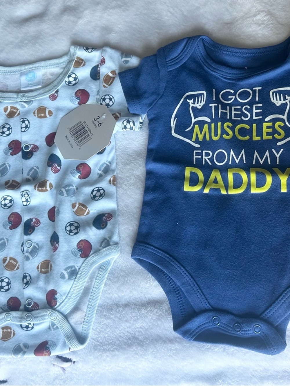 Bebe au Lait Navy & Light Blue Sports Print Baby One-Piece